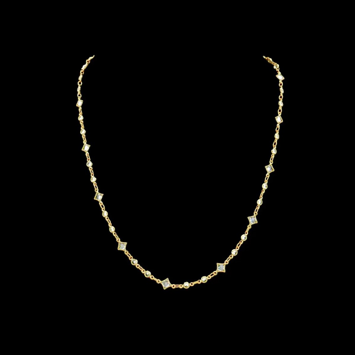 Victoria Valenza fijn collier met zirkonia stenen – Ketting – Gouden ketting – Ketting goud – Kettinkje – Goud kettinkje – Gouden dames ketting – Ketting dames