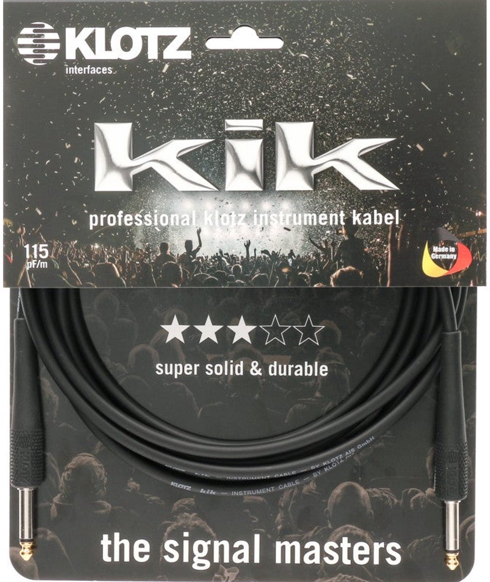 Klotz KIKG3.0PP1 jack 2p - jack 2p 3 meter instrumentenkabel