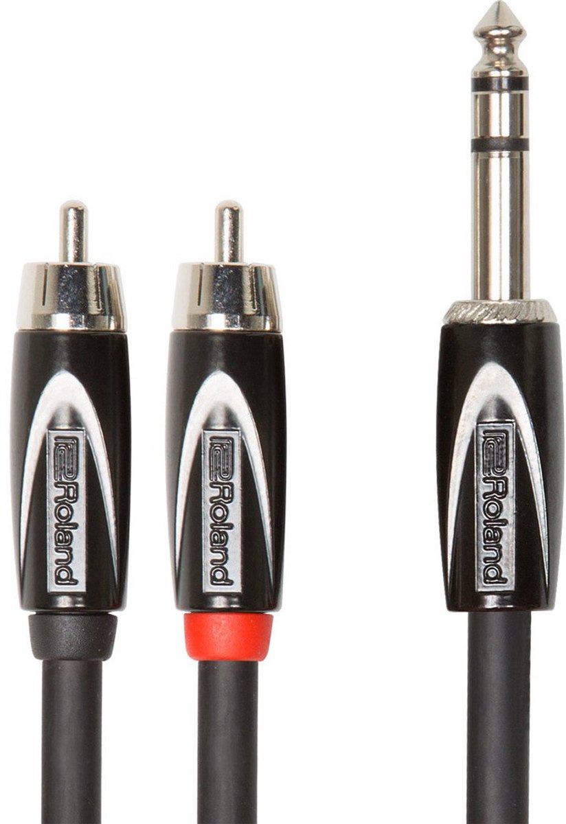 Roland RCC-5-TR2RV2 verloopkabel 1x 6.35mm TRS naar 2x RCA 1.5 meter