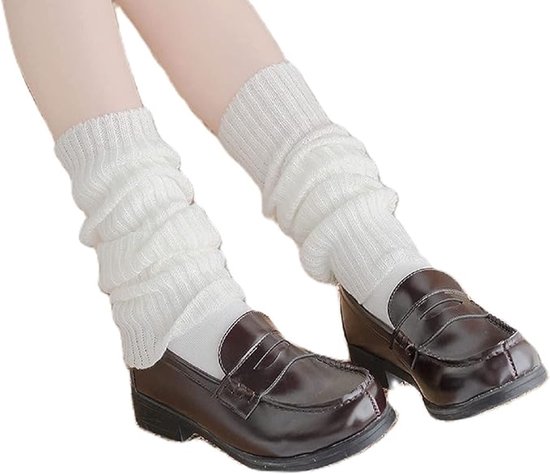 Jambières - 1 paire - Guêtres - Fibre acrylique - Tricotées pour couvrir le haut du corps, de la chaussure au genou - Pour femmes et Filles - 40 cm - Wit
