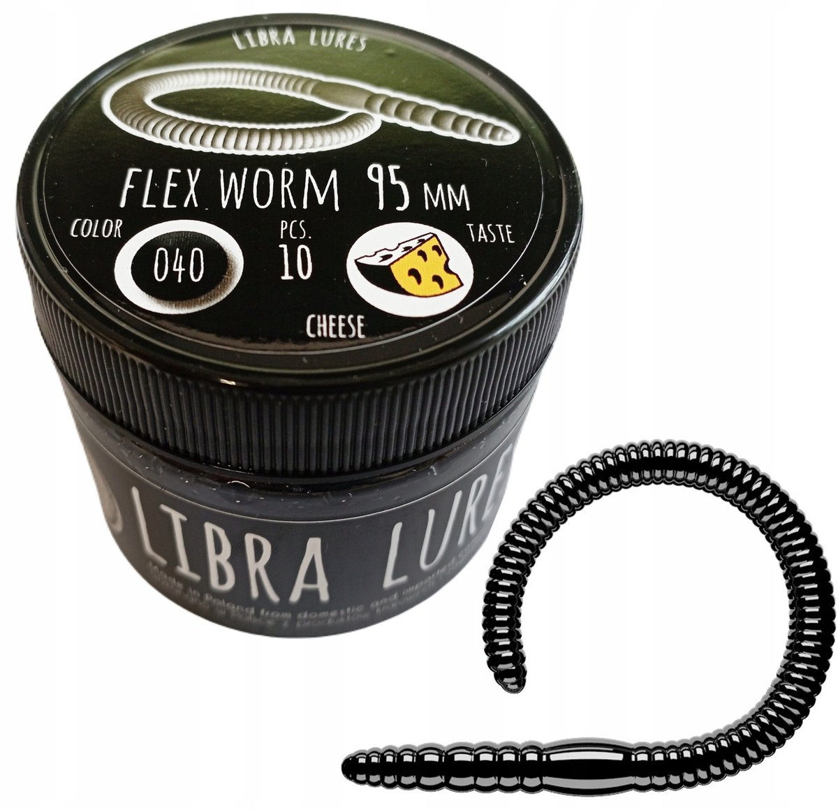 Libra Lures Flex Worm 9,5 cm Zwart - Levendig kunstaas voor het vissen