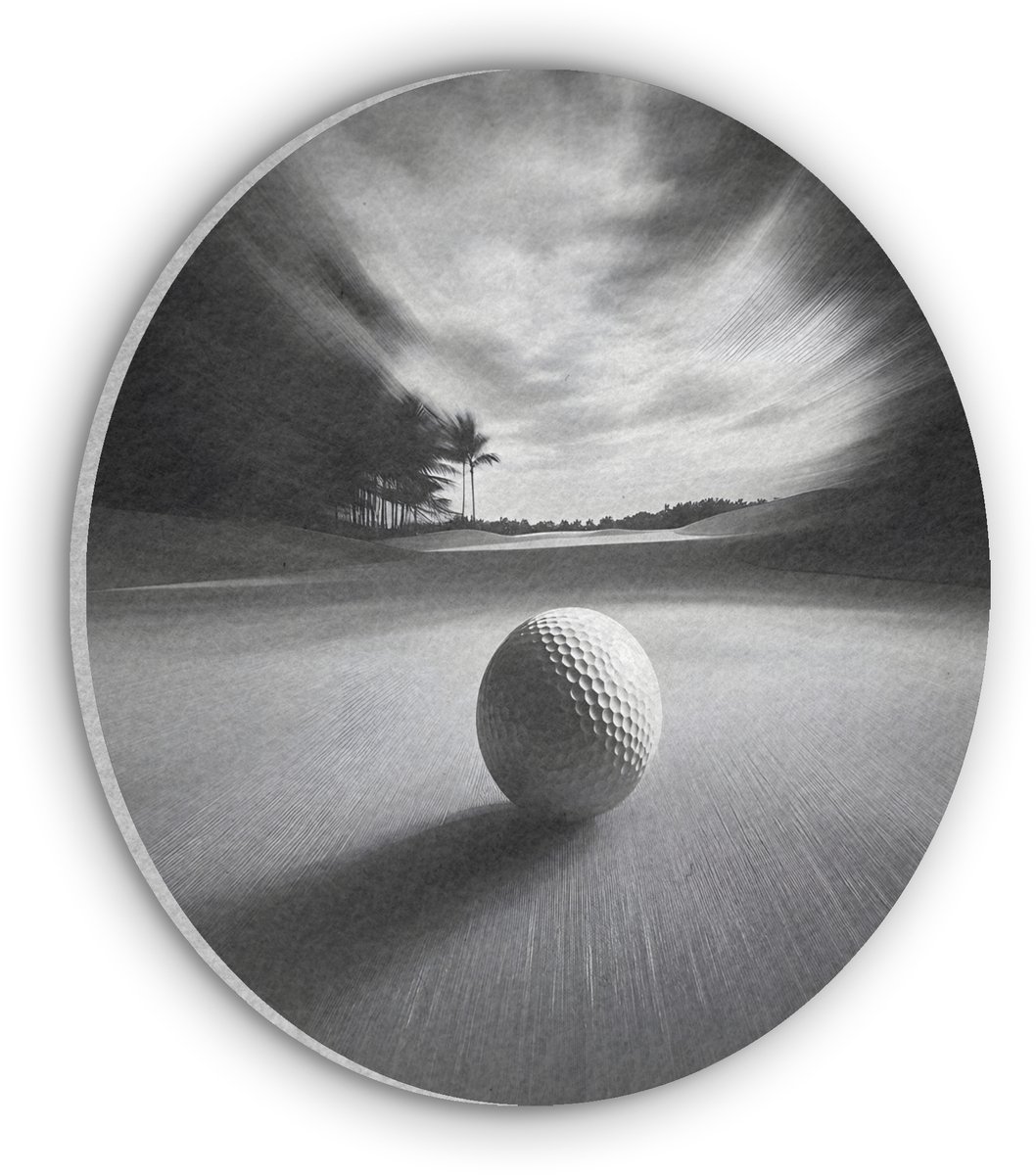 Akoestisch wandpaneel rond 90x90 cm - Vilt schilderij Golfbal - Wazig - Zwart - Ronde akoestische panelen - Geluidsdempende wanddecoratie - Geluidsisolatie wandcirkel - Muurdecoratie geluidspanelen