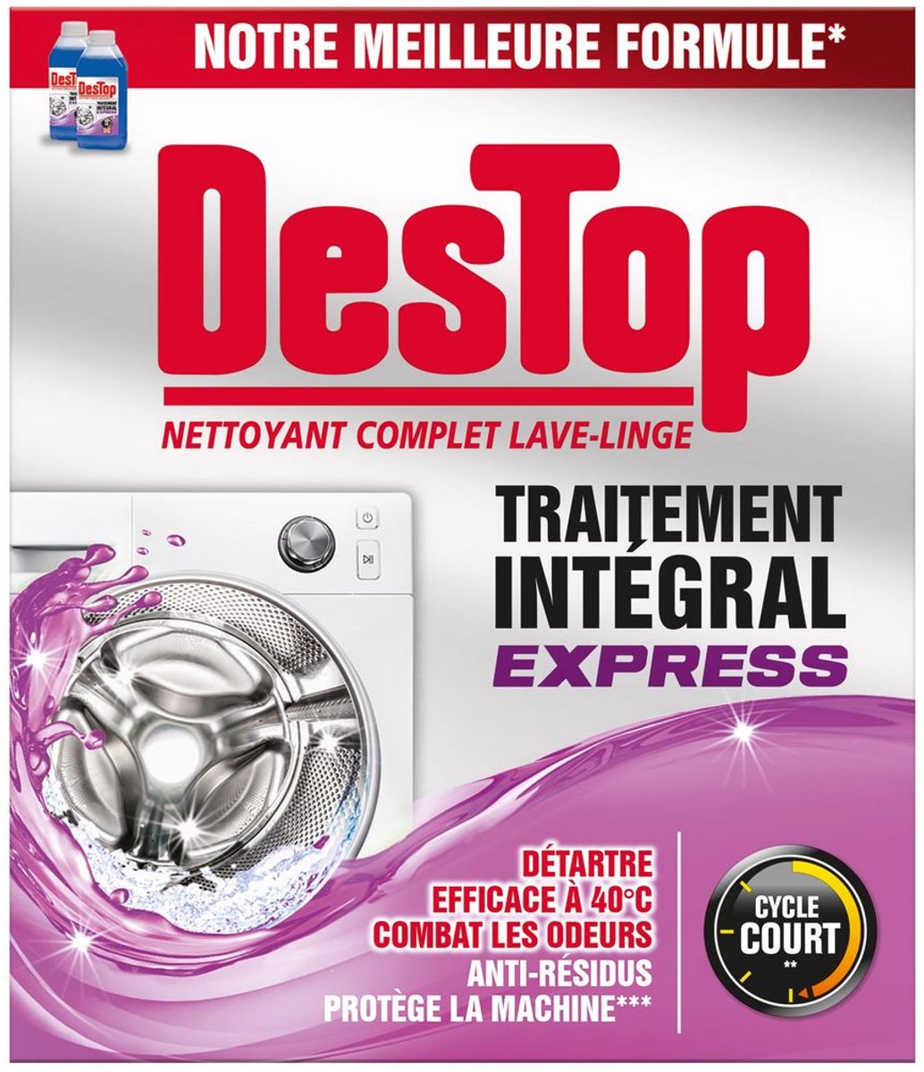 Destop Wasmachinereiniger Express – 2x250 ml – Verwijdert geurtjes & vetresten – Schone en frisse wasmachine