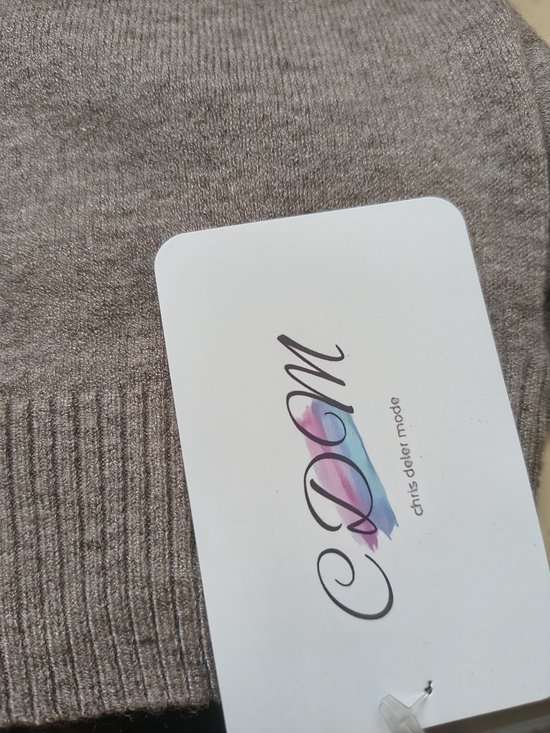 Dames col trui Roba-effen taupe melee bruin-fijngebreid-maat L/XL-koltrui-coltrui