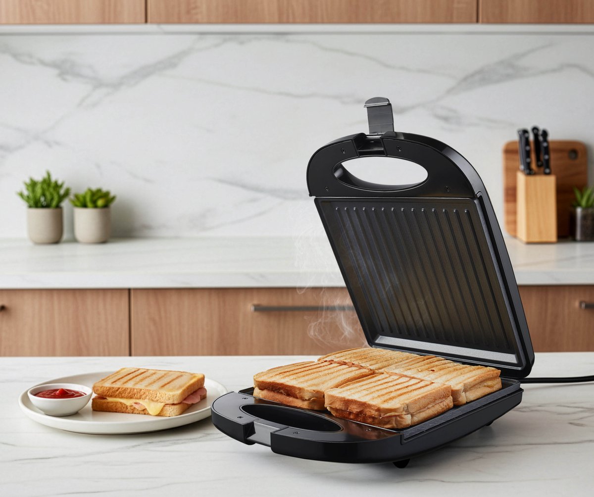Tomado TGS4000B - XXL Tosti apparaat - 4 tosti's - Panini grill - PFAS vrij - Grill apparaat - 1200W - Tosti ijzer - Zwart thumbnail 2