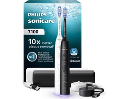 Philips Sonicare 7100 Series - Elektrische Tandenborstels - Wit & Zwart - Duopack – Reisetui - Gezonder tandvlees - HX7429/02