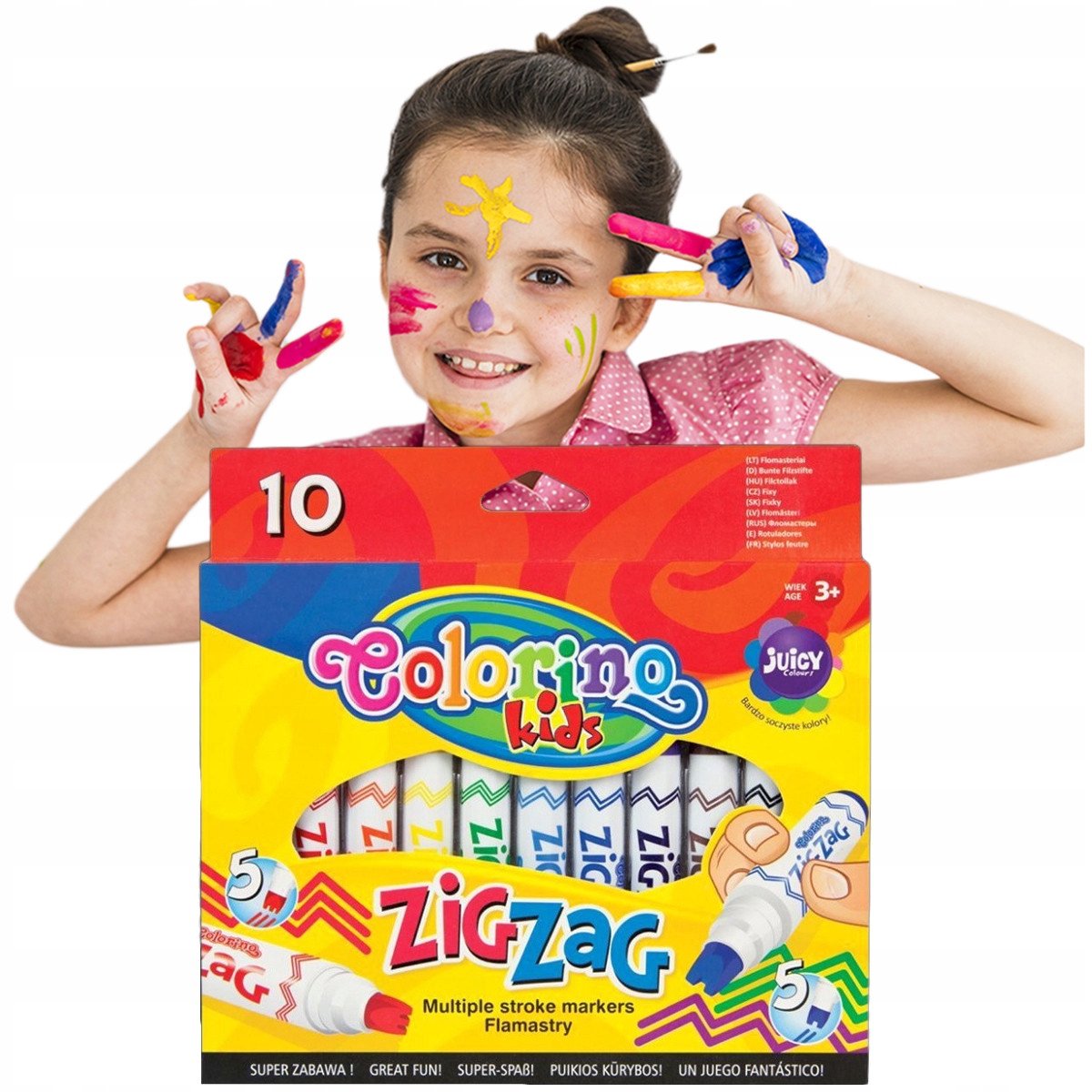 Colorino Zig Zag Stiften 10 Kleuren - Wasbaar en Veilig