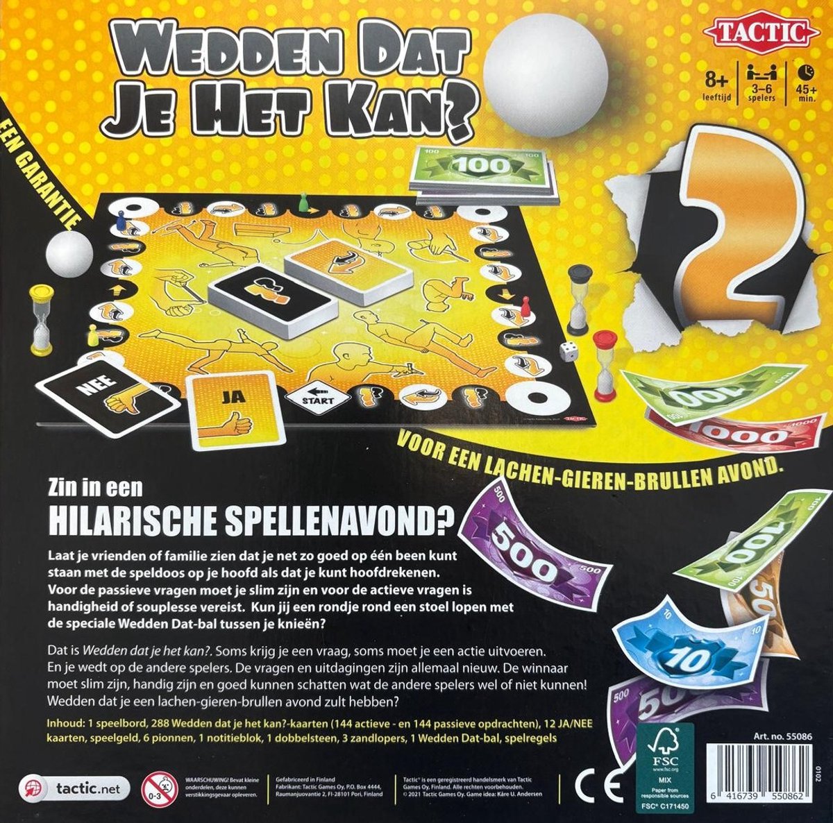 Tactic Wedden Dat Je Het Kan? 2 - Bordspel - Familiespel - Partyspel - Nieuwe Denk- en Doe Opdrachten - Wedden met Speelgeld - 300 Kaarten - Inclusief Wedden Dat Bal - Met Junioropdrachten - 3 tot 6 Spelers - Vanaf 8 Jaar — afbeelding 3