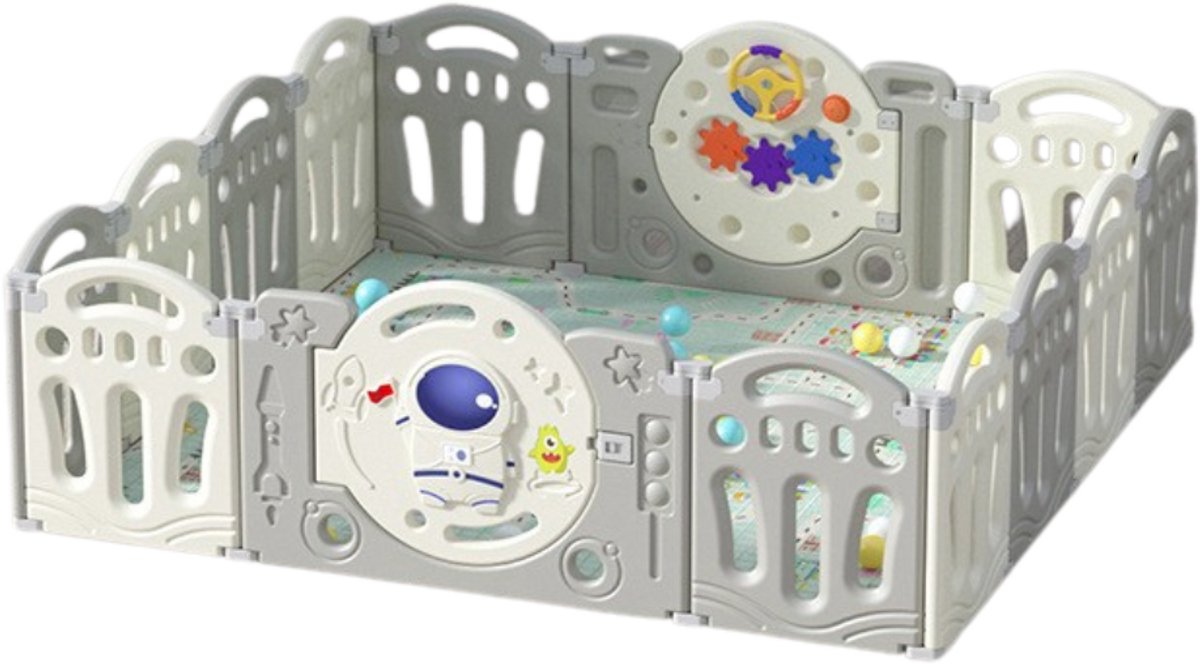 Livista Grondbox Baby –160x153x49cm – 12+2 Panelen – Inklapbare Speelbox – Met Zuignappen – Inclusief Kruipmat & Speelballen – Veilig Kinderbox Playpen