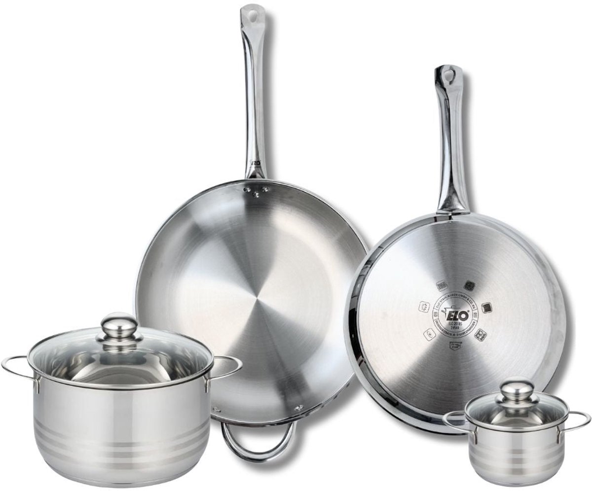 Set van 2 Bakpannen 28 en 32 cm en 2 Kookpotten 12 en 20 cm Elo Profi Brillant