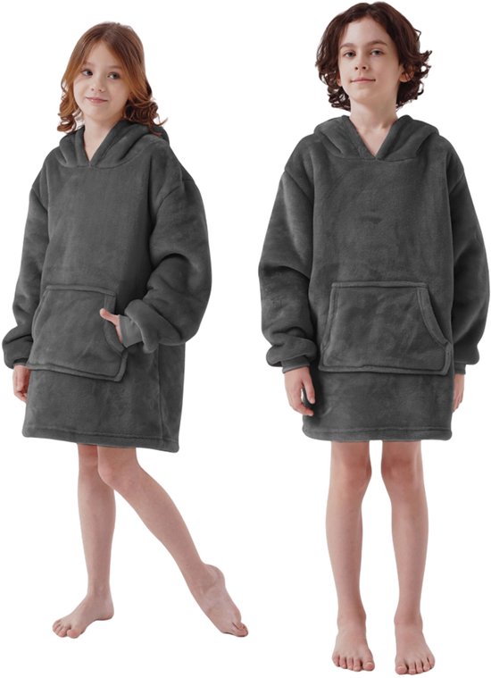 SHERRY - hoodie 50x70 cm - snuggle hoodie - kinderen - fleece met sherpa voering - Raven - zwart