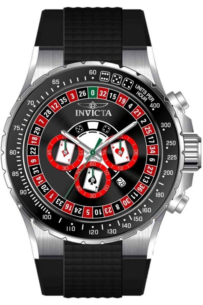 Invicta Aviator 49850 Heren Horloge - Waterdicht - Analoog - Quartz Uurwerk - Roestvrij Staal met rode Wijzerplaat - 50mm