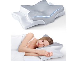Cuhostki 1 - Pack Nekpijnverlichtend - Schuimkussen Voor Volwassen Zijslapers - Orthopedisch Slaapkussen - Grijs Met Traagschuim