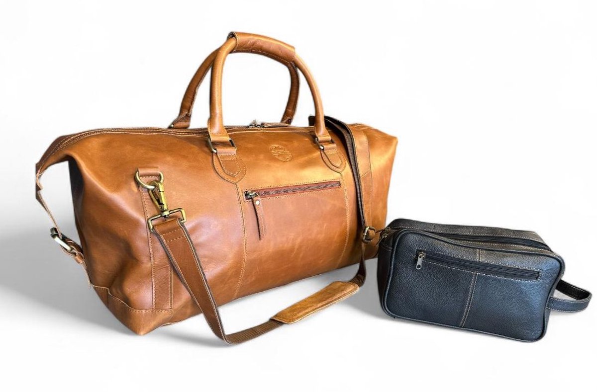Pellericca Luxe Kalfleren Reistas – Handgemaakte Weekender Tas met Schouderriem – Inclusief Toilettas t.w.v. €55,00 – 20 Jaar Vakmanschap