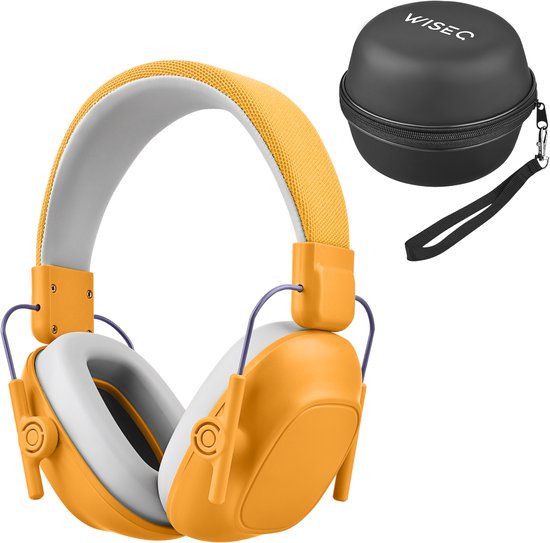 Gehoorbescherming Kind 28dB met Beschermhoes – Oorkappen Kind Geel - Comfortabele Oorbeschermers Kinderen – WiseQ