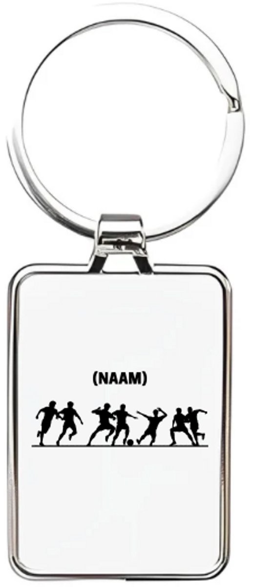 Hacebo® - Voetbal met eigen naam sleutelhanger rechthoekig - Voetbal - Voetballer - sleutelhangers - Sport - rechthoekige sleutelhanger - 3 x 7.8 CM
