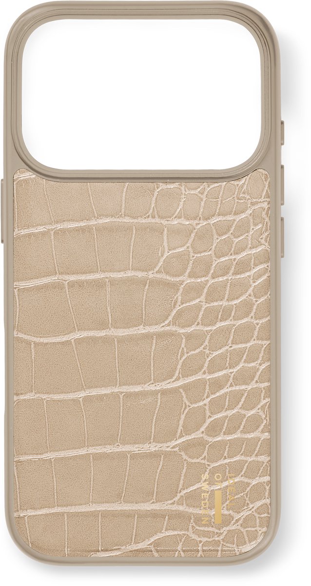 iDeal of Sweden Vegan Leather Case met magnetische ring geschikt voor iPhone 17 Pro Max Warm Beige Croco