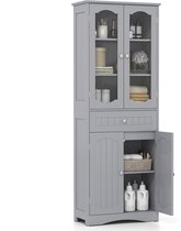 COSTWAY Badkamerkast, hoge kast, smal, badkamerkast met 2 deuren, 1
