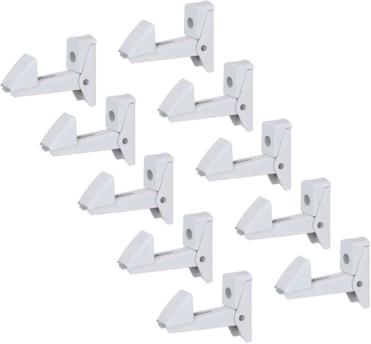 Alberts 864682 luik en deurvastzetter | zelfsluitend | aluminium, wit gelakt | afstand vastzetter - plaat 15 - 50 mm | Set van 10