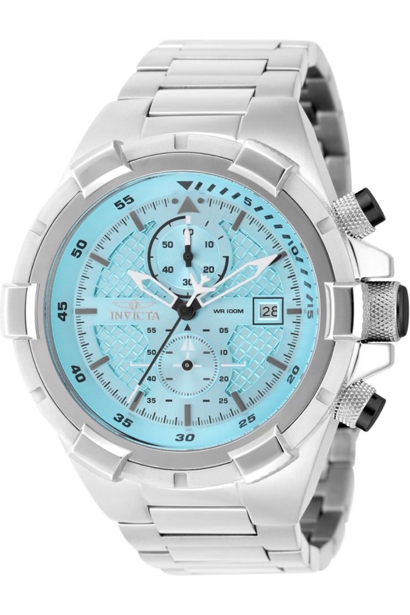 Invicta Aviator 49252 Heren Horloge - Waterdicht - Analoog - Quartz Uurwerk - Roestvrij Staal met blauwe Wijzerplaat - 50mm