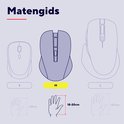 Illustratie van muizen in drie maten: S, M, L, met corresponderende handmaten.