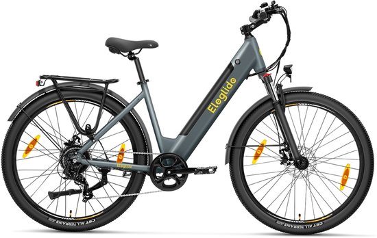 Eleglide T1 Step-Thru elektrische trekkingfiets 27,5 Inch CST-banden 36V 13Ah accu 250W borstelloze motor 25Km/h Shimano 7 versnellingen 100km maximaal bereik IPX4 waterdicht 120kg maximale belasting Dubbele schijfremmen - Grijs van Eleglide — afbeelding 2