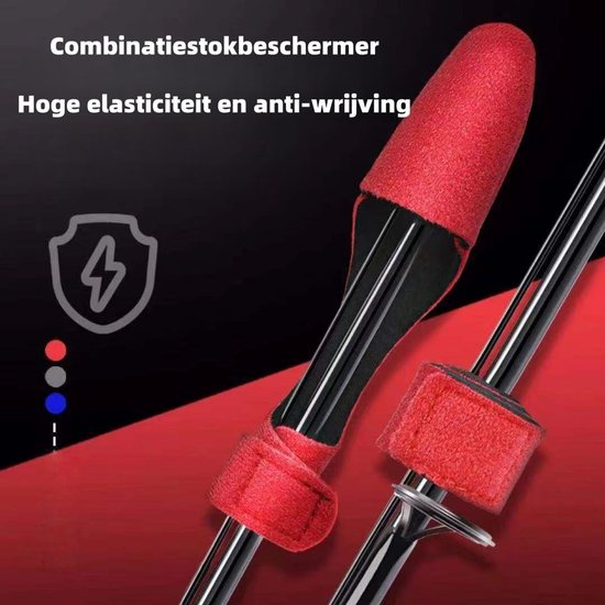 3-delige hengelriemen - Klittenbandriemen met capuchon - Elastische hengelriemen - Geschikt voor antislip hengelbanden, visgerei, kunstaasriemen - Rood, blauw, zwart — afbeelding 3