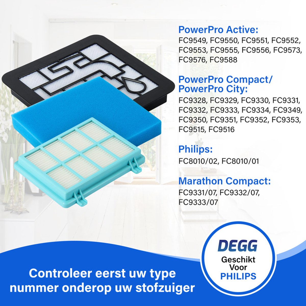 LICHIFIT Kit Filtri Ricambio Per Philips Power Pro Compact – Filtro Antiallergico, Motore E Schiuma, 3 Pezzi - 5