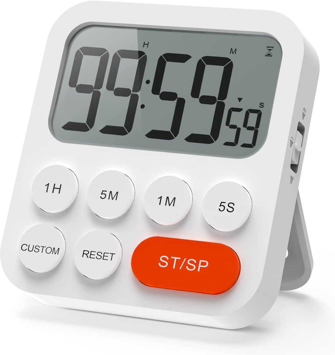 TOVBMUP Digitale keukentimer - met klok - Stopwatch - 3 volumeniveaus - LCD-scherm - Geschikt voor koken, sporten en studeren, inclusief batterijen