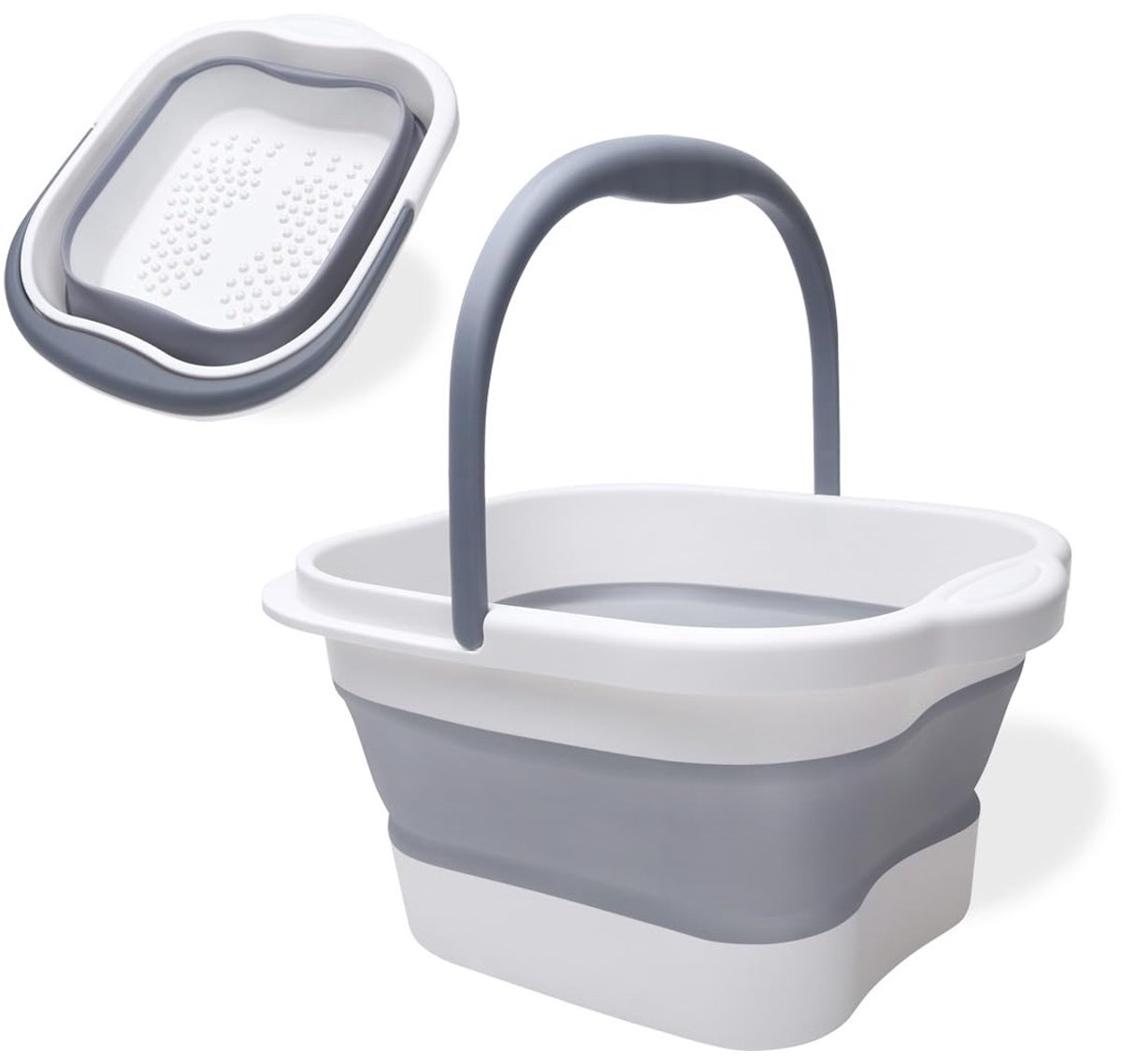 EXCITAT Voetbad - Massage-emmer - Opvouwbaar - Draagbaar - Met handvat - Grijs
