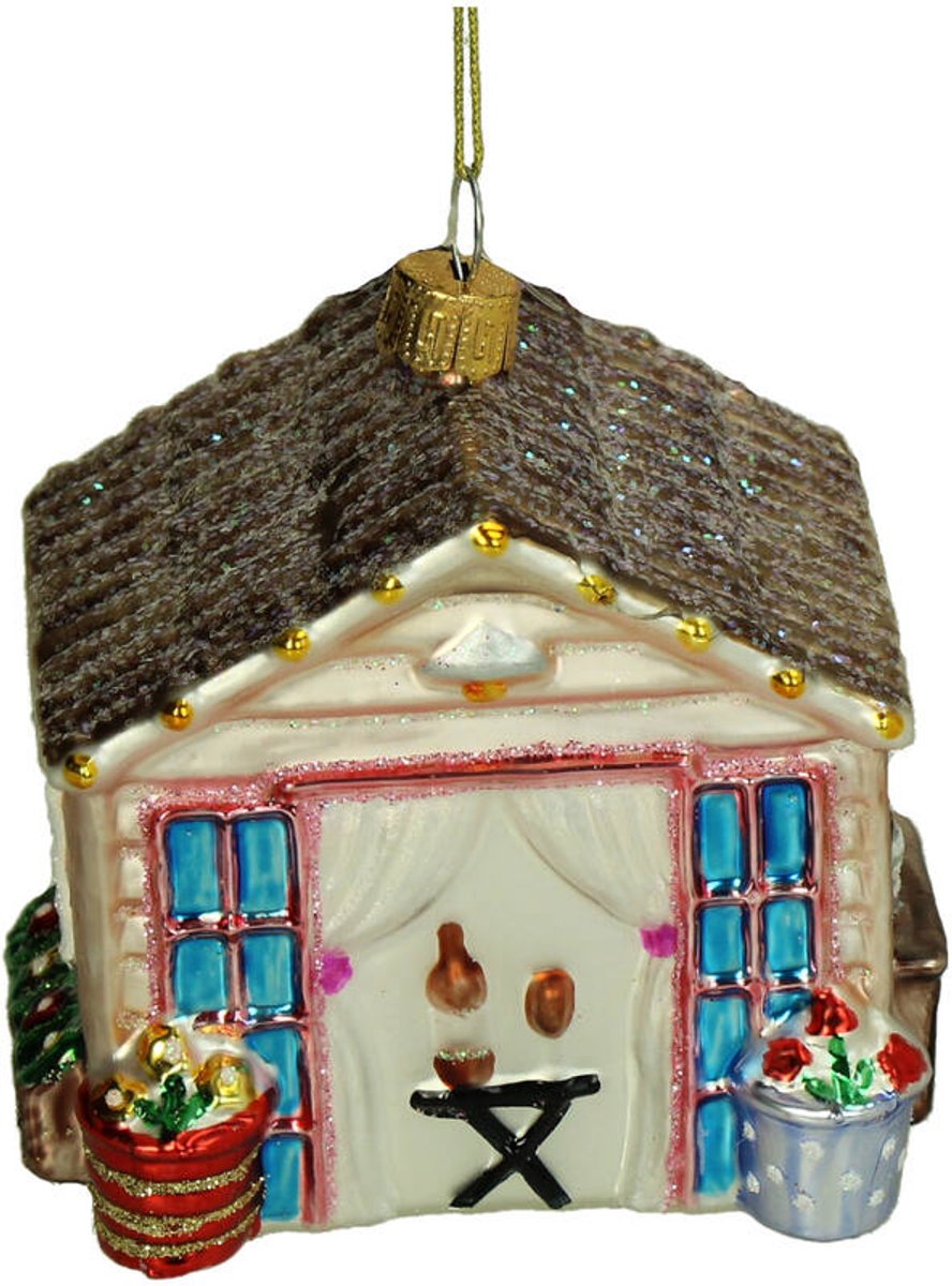 HD Collection Glazen kerstornament kerst hanger tuinhuisje 8.6 cm