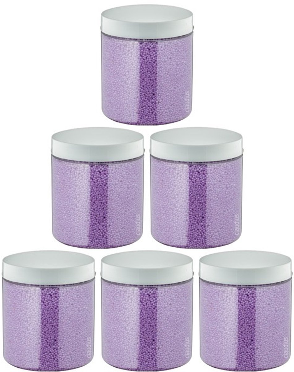 Badkaviaar Lavendel - 200 gram - Pot met witte deksel - set van 6 stuks - bad parels voor in bad