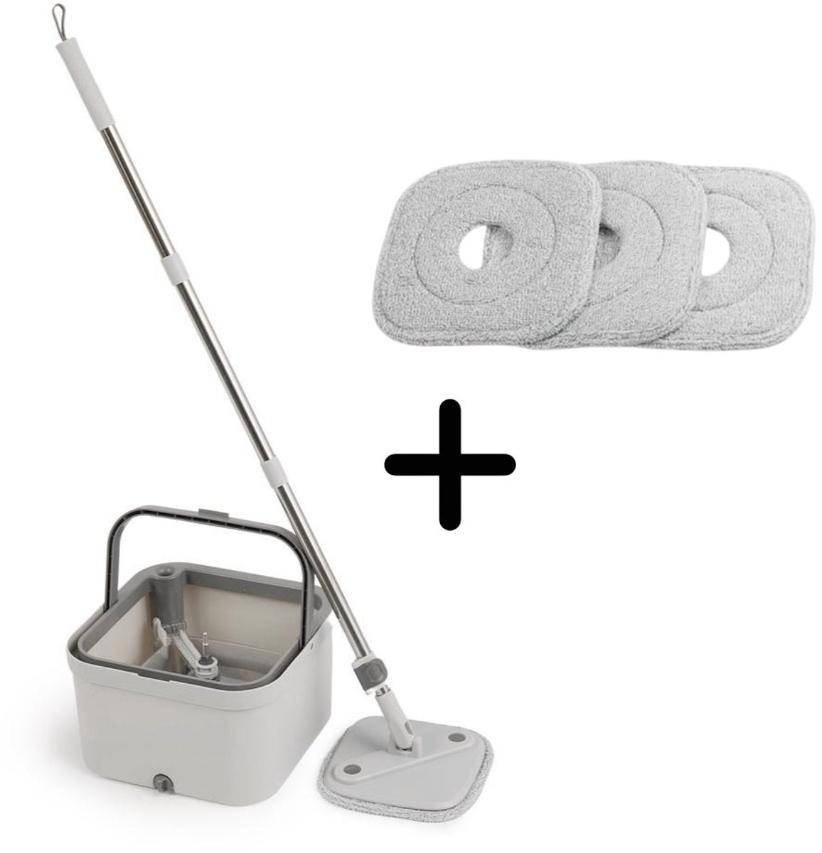 Dutchers® Dweilset met Emmer – Verstelbare Dweilstok – 4 Microvezelmoppen – Innovatief Uitwringsysteem – Geschikt voor Alle Vloeren - 360° Schoonmaakmop met Lange Steel – Vloerwisser Met Reservoir – Dweilsysteem – Dweil- Mop thumbnail 2