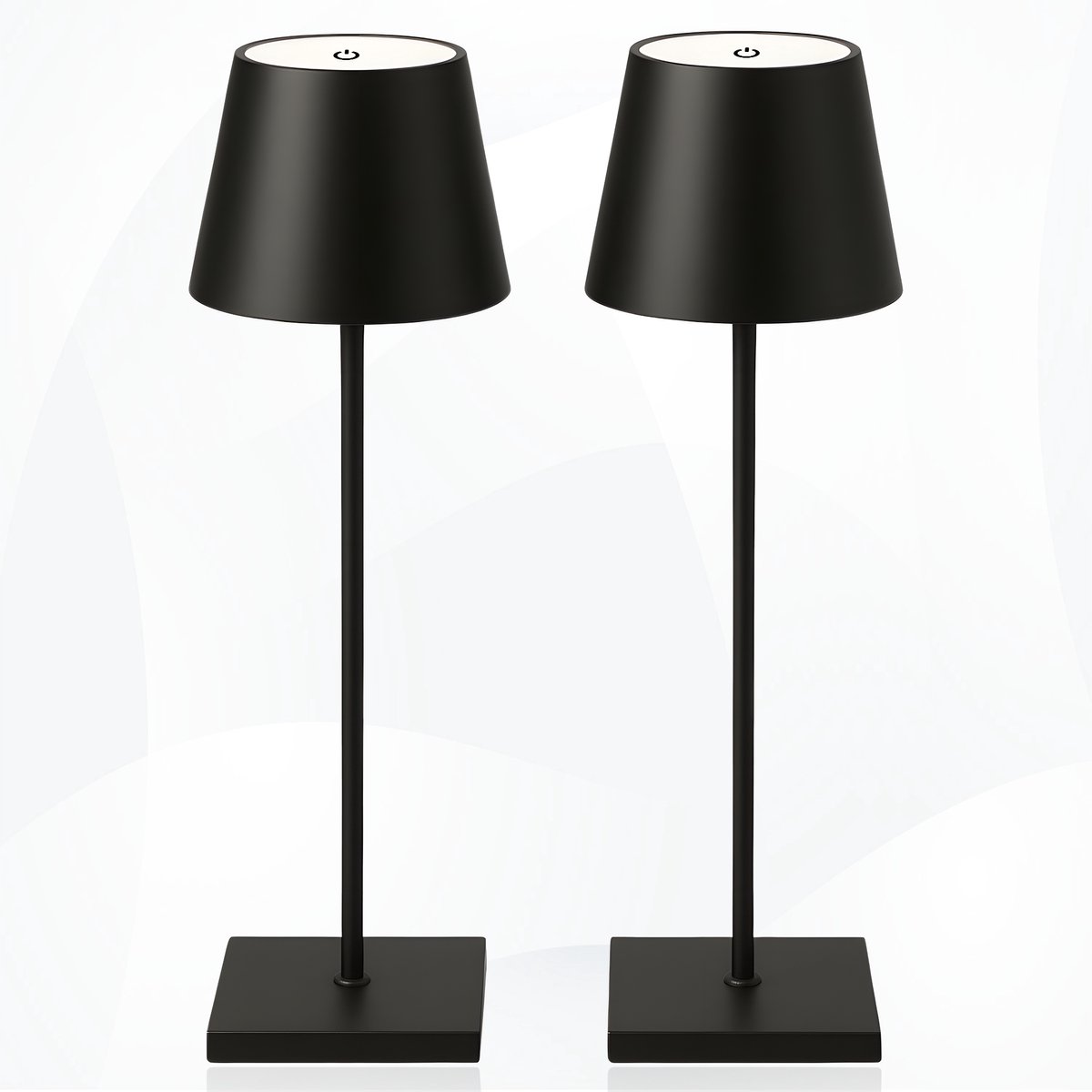 WoonWonder Oplaadbare Tafellamp - In Hoogte Verstelbaar - Dimbaar Met 3 Lichtkleuren - 3600mAh Accu - Draadloos – Industrieel Design - Zwart, 2 Stuks