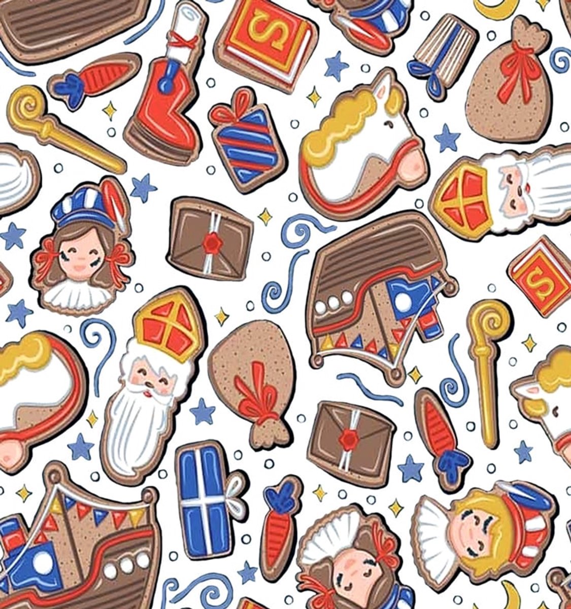 Afwasbaar tafelkleed - ecologisch - tafelzeil - Sinterklaas print/roetveeg piet - afmeting: 100x140cm - OP ROL GELEVERD