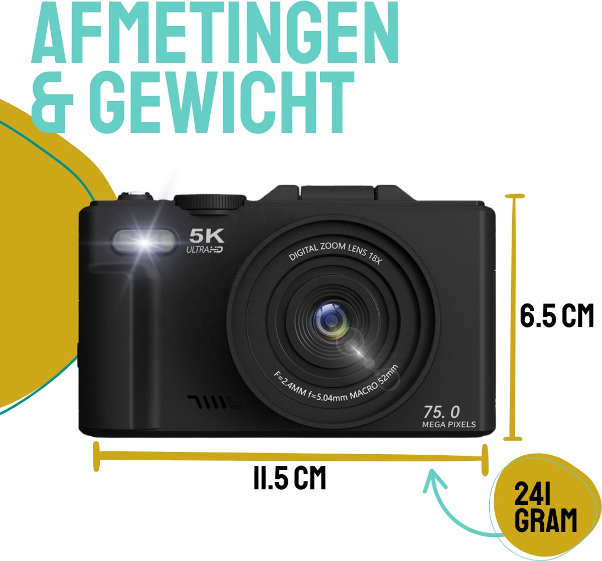 Good Experience Digitale Camera 5K met WIFI - 75MP - 18X Zoom - Inclusief 128GB SD thumbnail 2