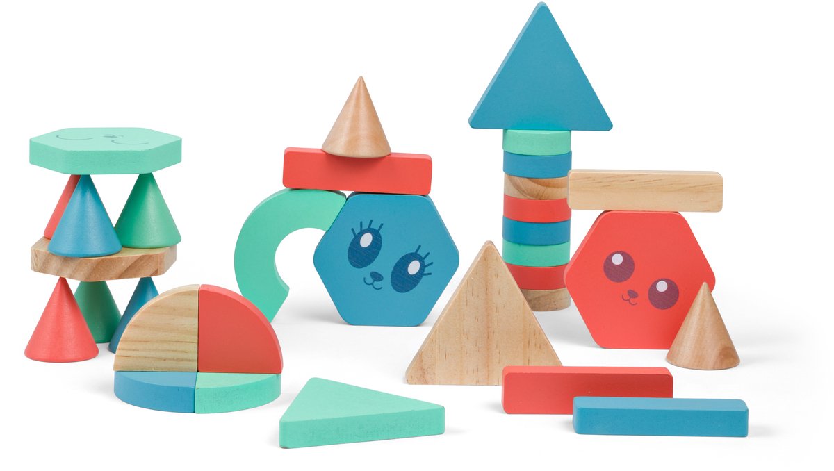 BS Toys Building Blocks GA521 – Set van 38 Houten Bouwblokken Kinderen
