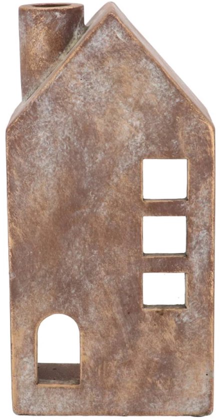 Daan Kromhout - Waxine/Kaarsen Huis - Beton - Goud/Grijs - 12x8x24 cm - Sfeervol Schaduweffect - Kerst