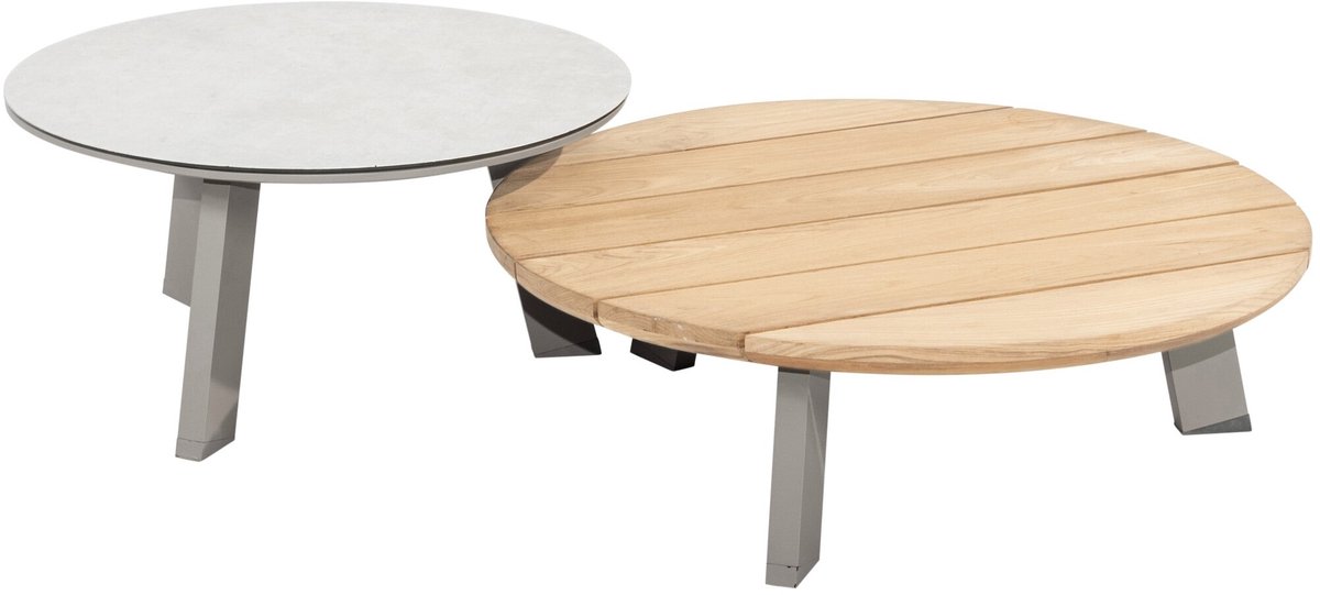 Emma set loungetafels 65 cm rond en 80 cm rond ceramic teak cloud