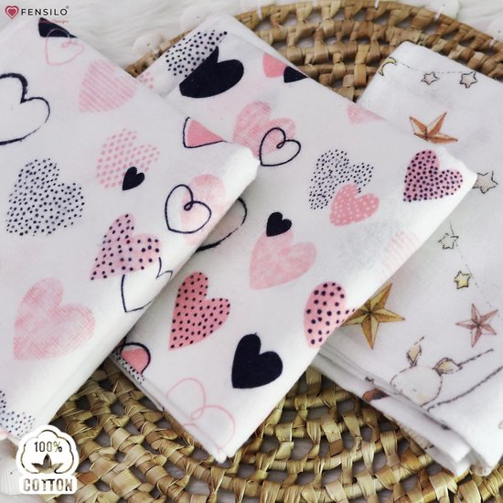 FENSILO - Flanellen Luiers - 4-pack – 80x80 cm – 100% katoen – Zachte & Grote Babydoeken - Flanellen doeken