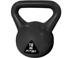 foto van Fitby Kettlebell 16KG - Kettlebell - Fitness - Gewichten - Geschikt voor CrossFit & Fitness - Conditietraining - Zwart