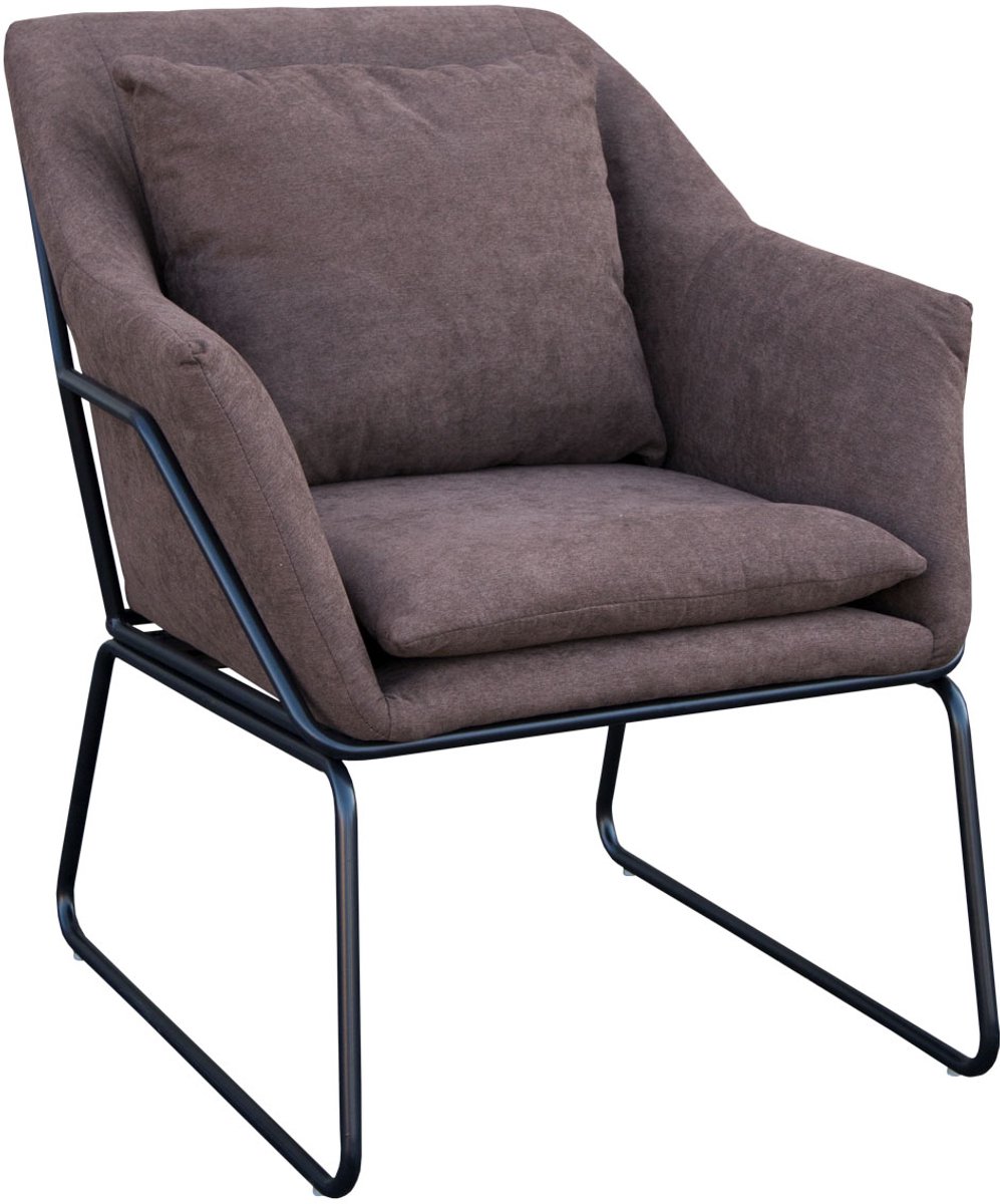 SVITA JOSIE loungestoel - gestoffeerd met armleuningen metalen frame fluwelen bekleding bruin