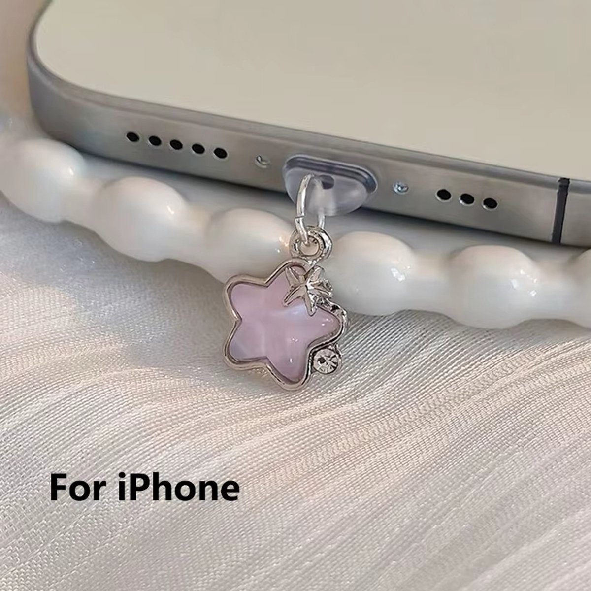 Leuke Telefoon Stofplug met Kristal Ster – Anti-Stof Plug & Charm Hanger – Geschikt voor iPhone – Decoratief Accessoire voor Oplaadpoort Bescherming