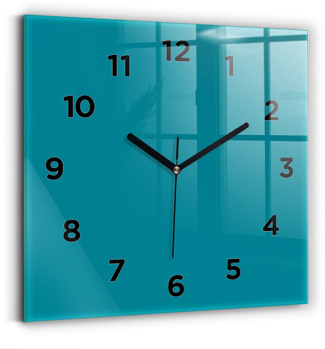 Wallfluent Wandklok - Maritiem Vierkante Glazen Wandklok - 30 cm x 30 cm - Maritiem Wandklok - Zwarte Handen - Wandklok Met Cijfers - Kinder Wandklok Glas - Vierkante Glas Klok - Scandinavisch Wandklok - Vierkante Glazen Klok
