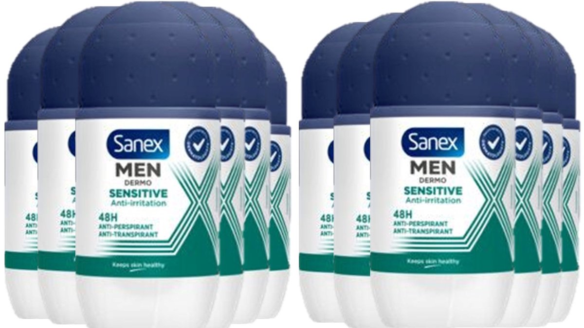 Sanex Deo Roller Men - Dermo Sensitive 48H - 12 x 50 ml - Voordeelverpakking