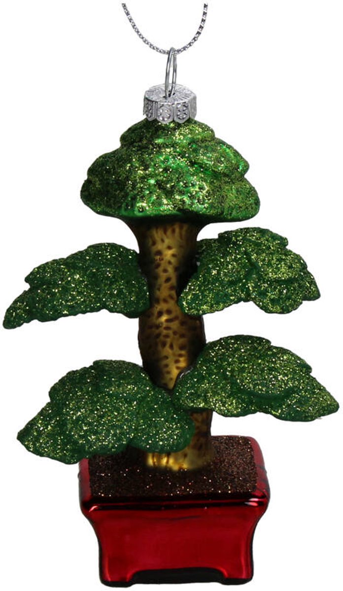 HD Collection glazen kerstornament kerst hanger bonsai boom 12 cm
