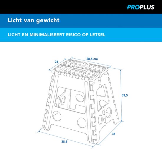 ProPlus Opstapje - 40 cm - Caravantrapje - Krukje - Anti Slip - Inklapbare kruk - Trapje - Kampeerstoel - Caravan accessoires - Draagbaar - Kunststof - Grijs van ProPlus — afbeelding 2