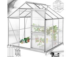 tectake® Broeikas - Tuinkas met fundering - 190x185x195 cm - UV- en Weerbestendig