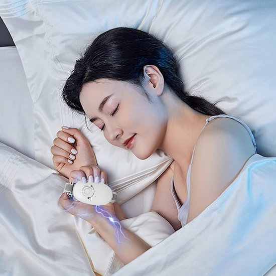 Slaapmonitor - Draagbaar Slaap- en Ontspanningsapparaat - Slaapmiddel - Microcurrent Anti-Stress Handheld - Met 5 Modi, Timer & Type-C Opladen - Wit van Flowmattress — afbeelding 4