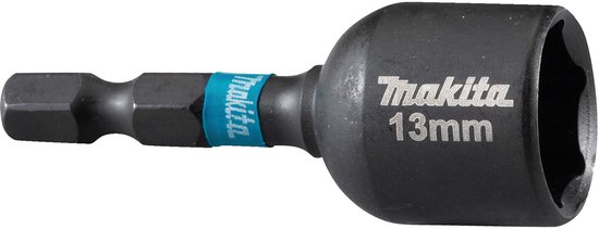 Makita dop 13mm met 1/4 inch zeskant aansluiting en blauwe ring.
